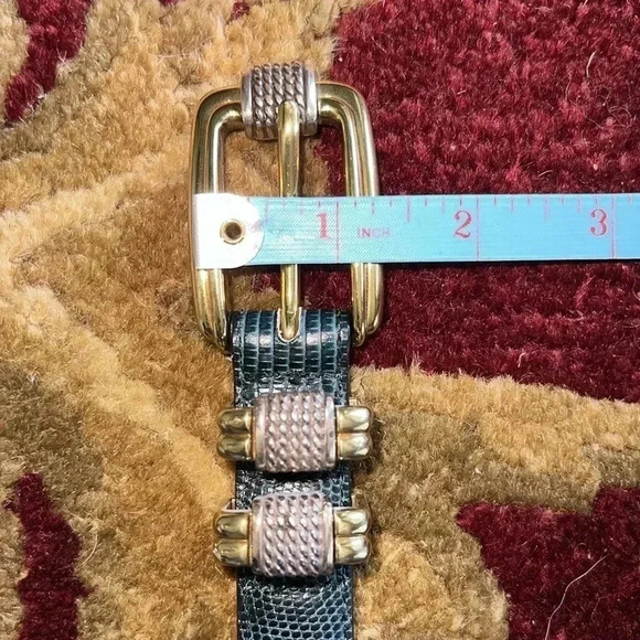 Brighton Women’s Black Reptile Embossed Belt with Gold Silver Tone Buckle 34 - Picture 15 of 16